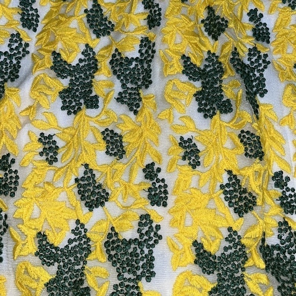 Dress the Population Sunny Floral Embroidery Tiered Dress Canary Yellow Small - Picture 7 of 12